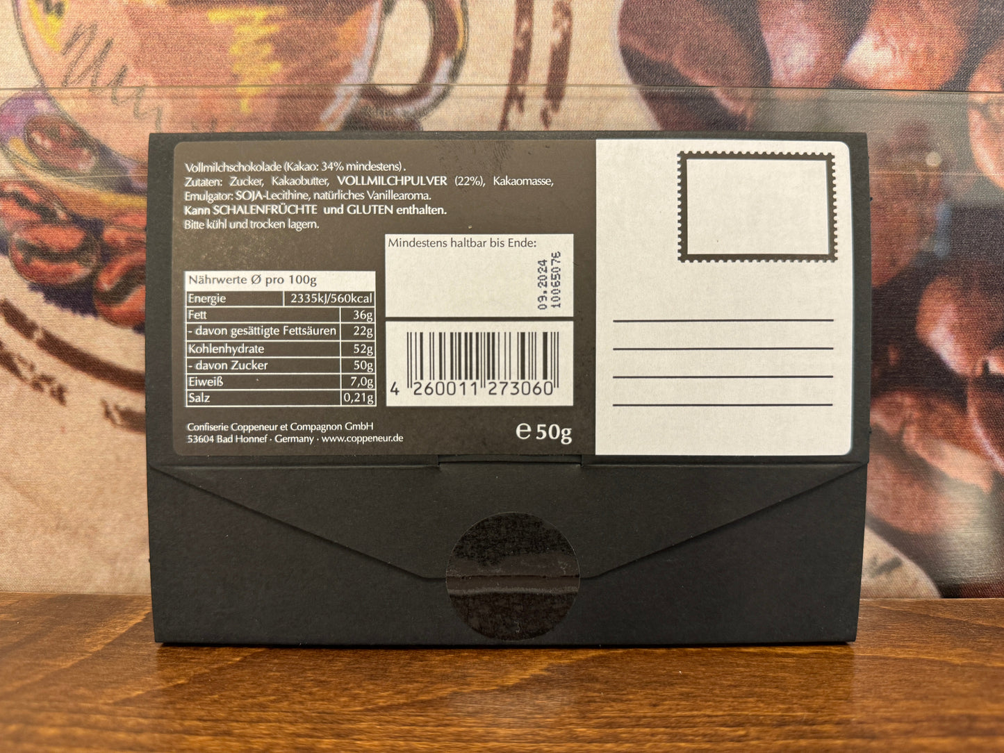 Schokoladentafel als Postkarte - Tübingen Chocolat -der süße Laden-