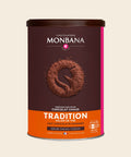 Monbana Tradition Trinkschokolade – 250 g Dose, freigestellt vor cremefarbenem Hintergrund
