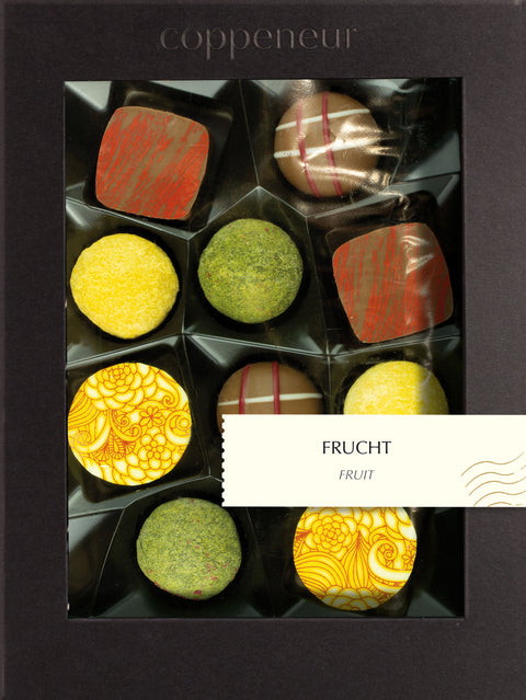 Coppeneur 10er Selection - Frucht Pralinés – Originalansicht der Pralinenauswahl (Herstellerbild)