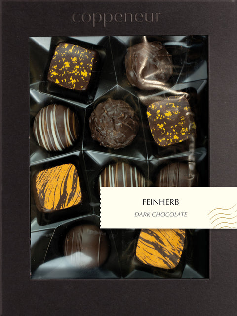 Coppeneur 10er Selection - Feinherbe Pralinés – Originalansicht der Pralinenauswahl (Herstellerbild)