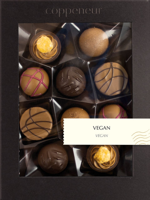 Coppeneur 10er Selection Vegane Pralinés – Originalansicht der Pralinenauswahl (Herstellerbild)