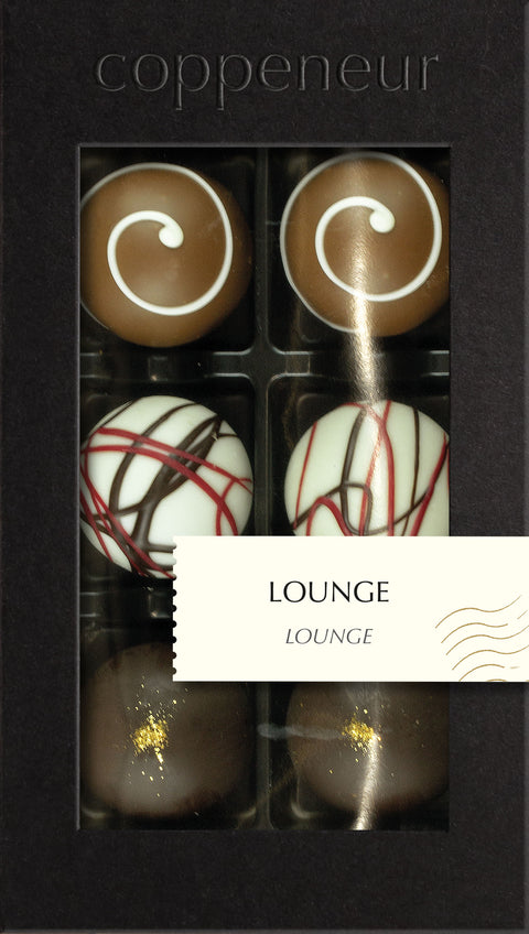 Coppeneur 6er Sélection Lounge – Originalansicht der Pralinenauswahl (Herstellerbild)
