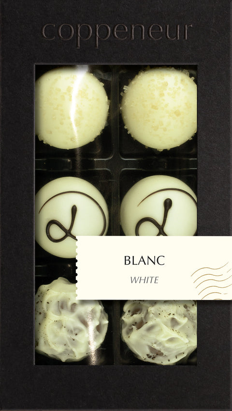 Coppeneur 6er Sélection Blanc – Originalansicht der Pralinenauswahl (Herstellerbild)
