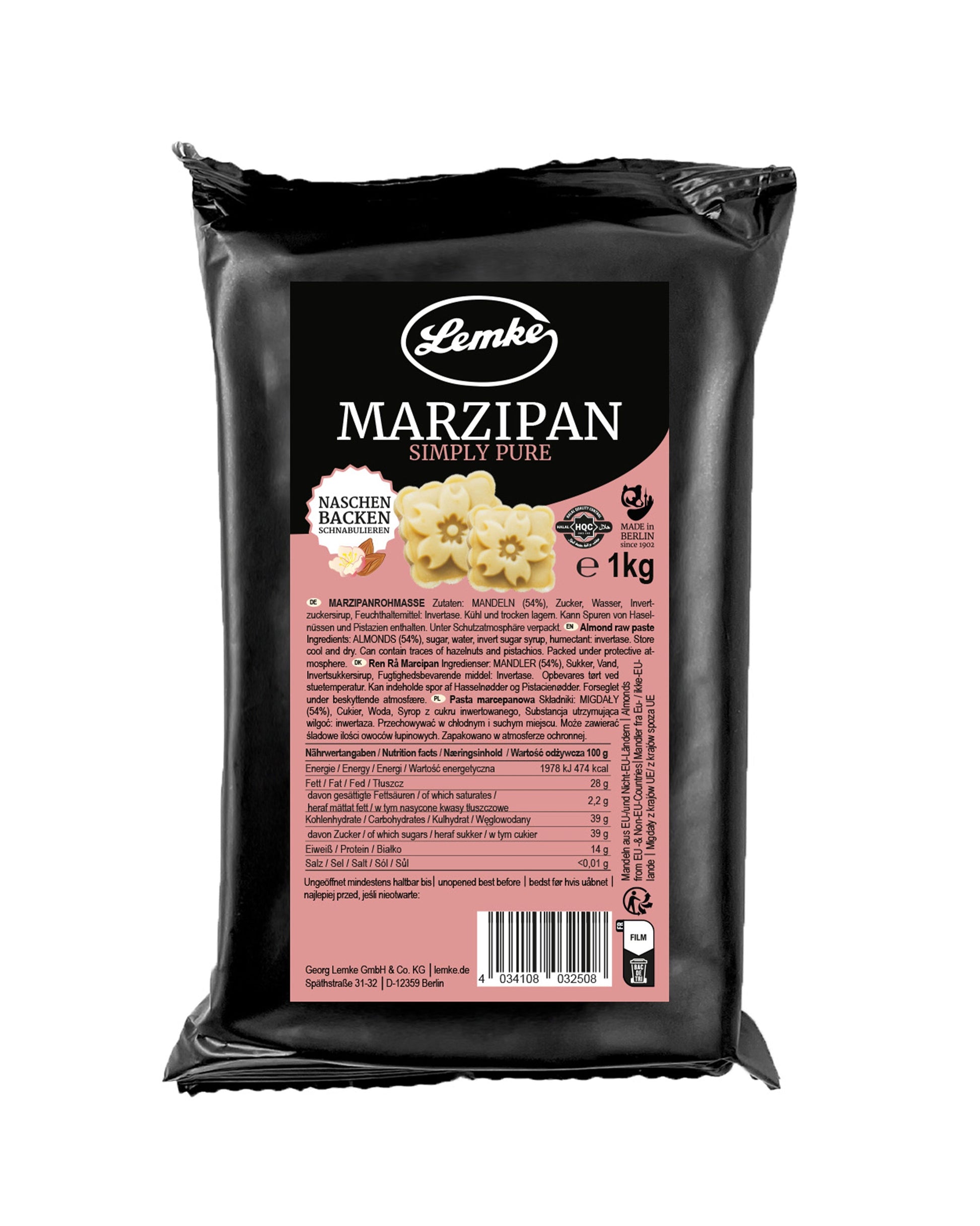 Marzipan Simply Pure 1kg Lemke Feines Berliner Marzipan & Mehr