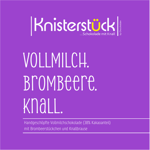 Vollmilch mit Brombeere & Knall Knisterstück by Chocohelden