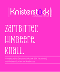 Zartbitter mit Himbeere & Knall Knisterstück by Chocohelden