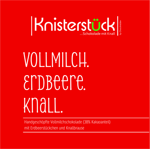 Vollmilch mit Erdbeere & Knall Knisterstück by Chocohelden