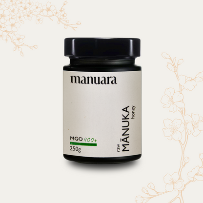 Premium Manuka-Honig MGO 400+ im lichtundurchlässigen Glas manuarahoney