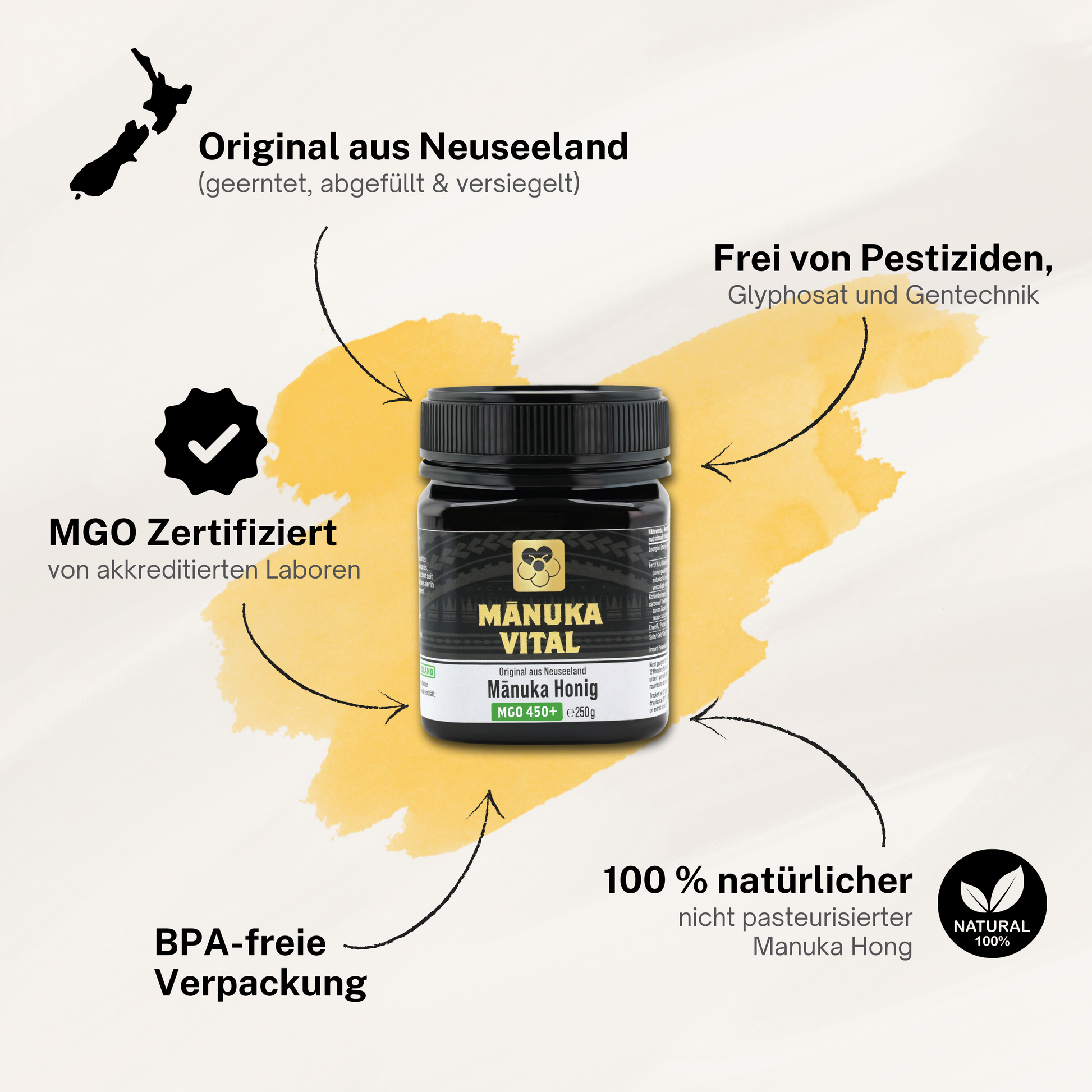 Manuka Honig MGO 450+, 250g ManukaWelt