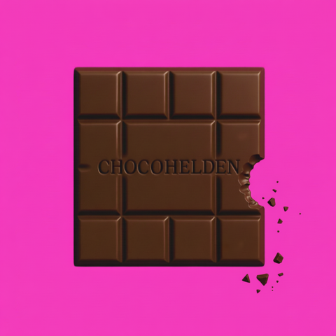 Zartbitter mit Himbeere & Knall Knisterstück by Chocohelden