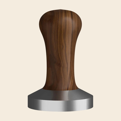 Elba Espresso-Tamper mit Griff aus Nussbaumholz, freigestellt