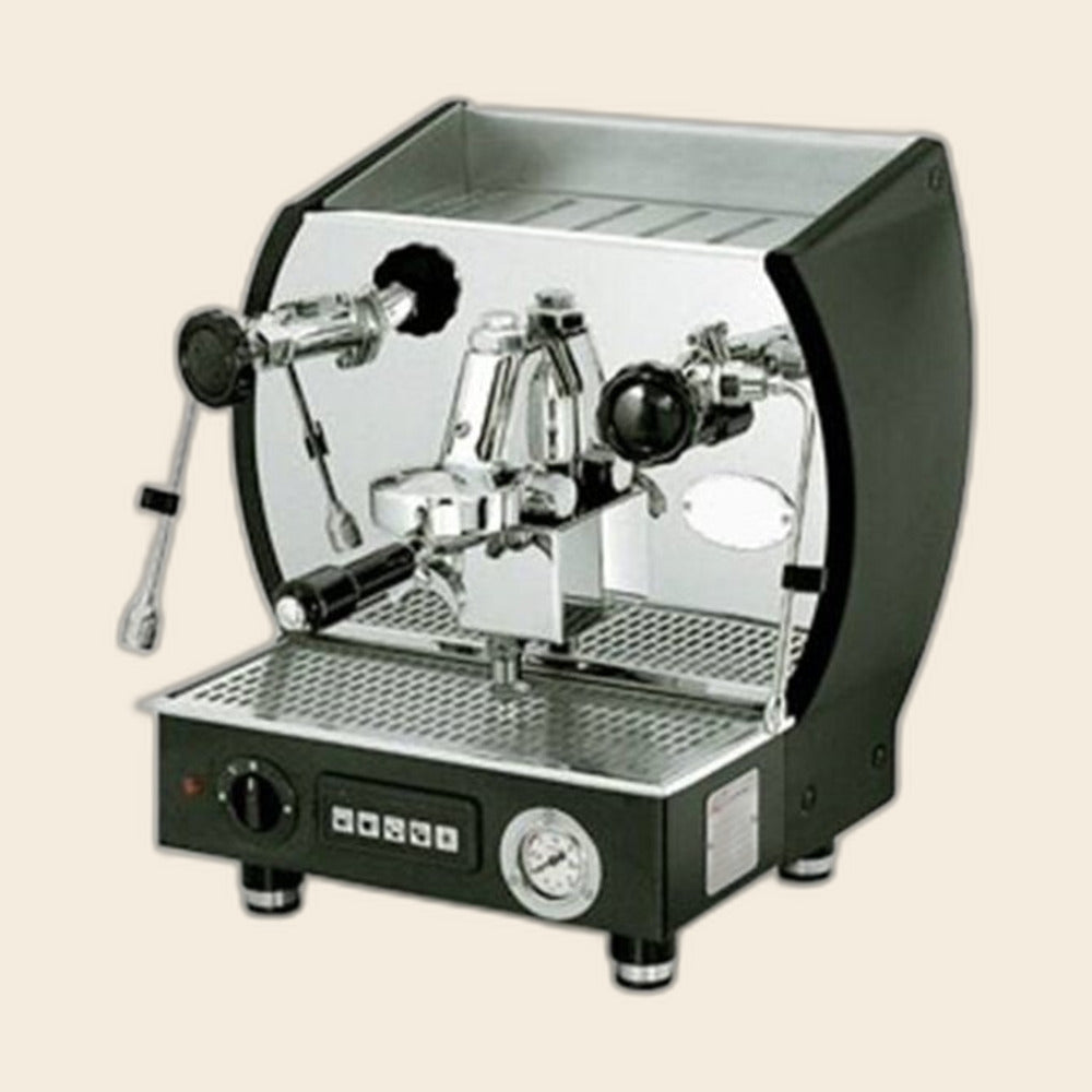 969 Globus eingruppige Siebträger-Espressomaschine in Schwarz, freigestellt