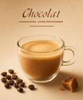 Chocolat Kaffee entkoffeiniert mit sanfter Crema, Kaffeebohnen und Karamellnote