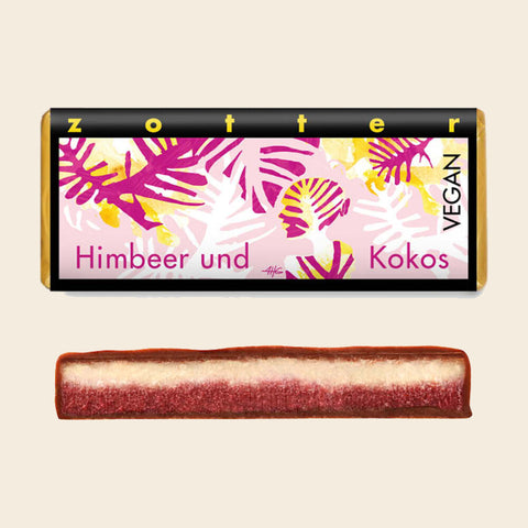 Himbeer und Kokos – handgeschöpfte Schokolade von Zotter