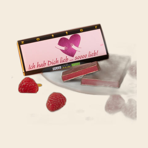 Ich hab dich lieb... soooo lieb! – handgeschöpfte Schokolade von Zotter – weitere Ansicht, freigestellt