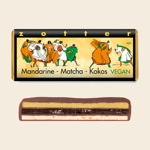 Mandarine - Matcha - Kokos – handgeschöpfte Schokolade von Zotter