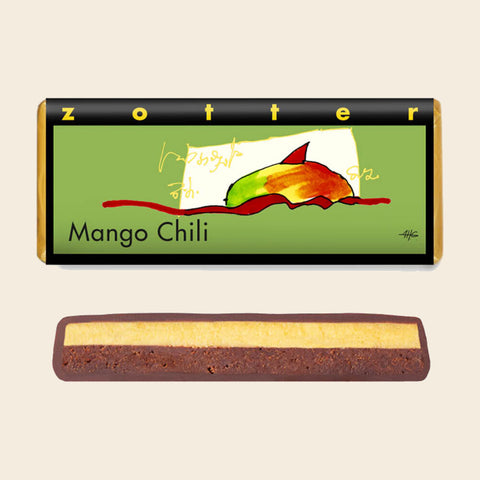 Mango Chili – handgeschöpfte Schokolade von Zotter