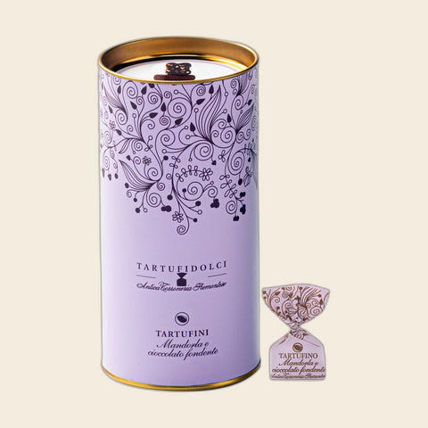 Metal Tin Dark Chocolate Almond von Antica Torroneria Piemontese, freigestellt