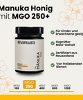 Premium Manuka-Honig MGO 250+ im lichtundurchlässigen Glas manuarahoney