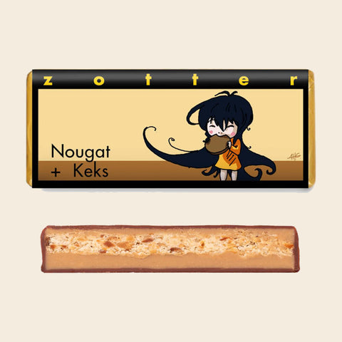 Nougat + Keks – handgeschöpfte Schokolade von Zotter