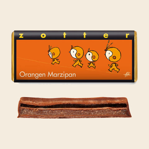 Orangen Marzipan – handgeschöpfte Schokolade von Zotter