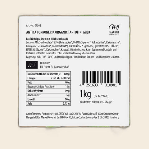 Organic Tartufini Milk von Antica Torroneria Piemontese – weitere Ansicht, freigestellt
