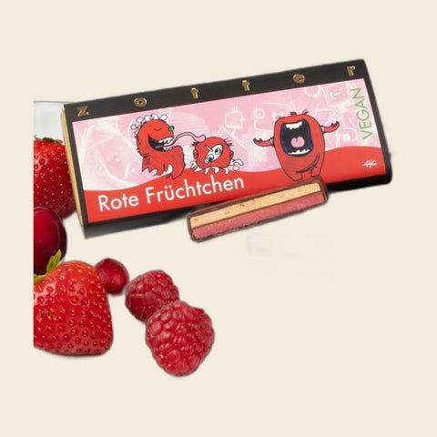 Rote Früchtchen – handgeschöpfte Schokolade von Zotter – weitere Ansicht, freigestellt