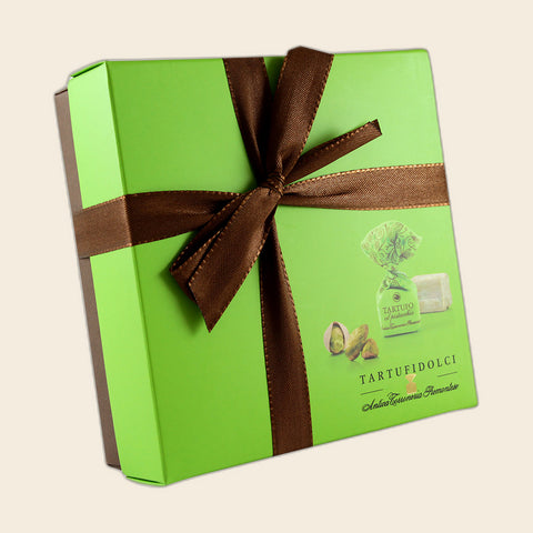 Tartufi Dolci Pistacchio Box Colore von Antica Torroneria Piemontese, freigestellt