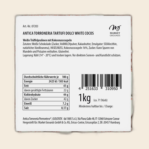 Tartufi Dolci White Cocos von Antica Torroneria Piemontese – weitere Ansicht, freigestellt