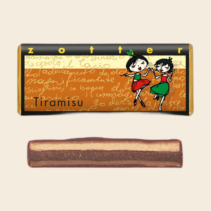 Tiramisu – handgeschöpfte Schokolade von Zotter, freigestellt