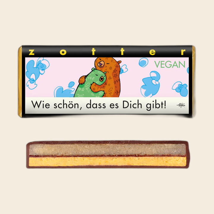 Wie schön, dass es dich gibt! – handgeschöpfte Schokolade von Zotter, freigestellt