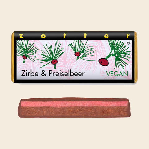 Zirbe & Preiselbeer – handgeschöpfte Schokolade von Zotter